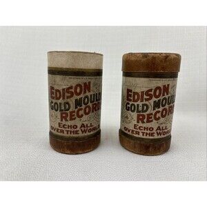 Lot Of 2 Edison Gold Mould‎ Records With Records - Dixie Choir & Apple Blossom
